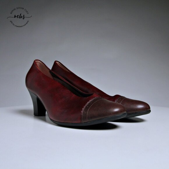 EUC BeautiFeel Calla Cap Toe Pumps in Burgundy Women Size EU 42 - Picture 2 of 14